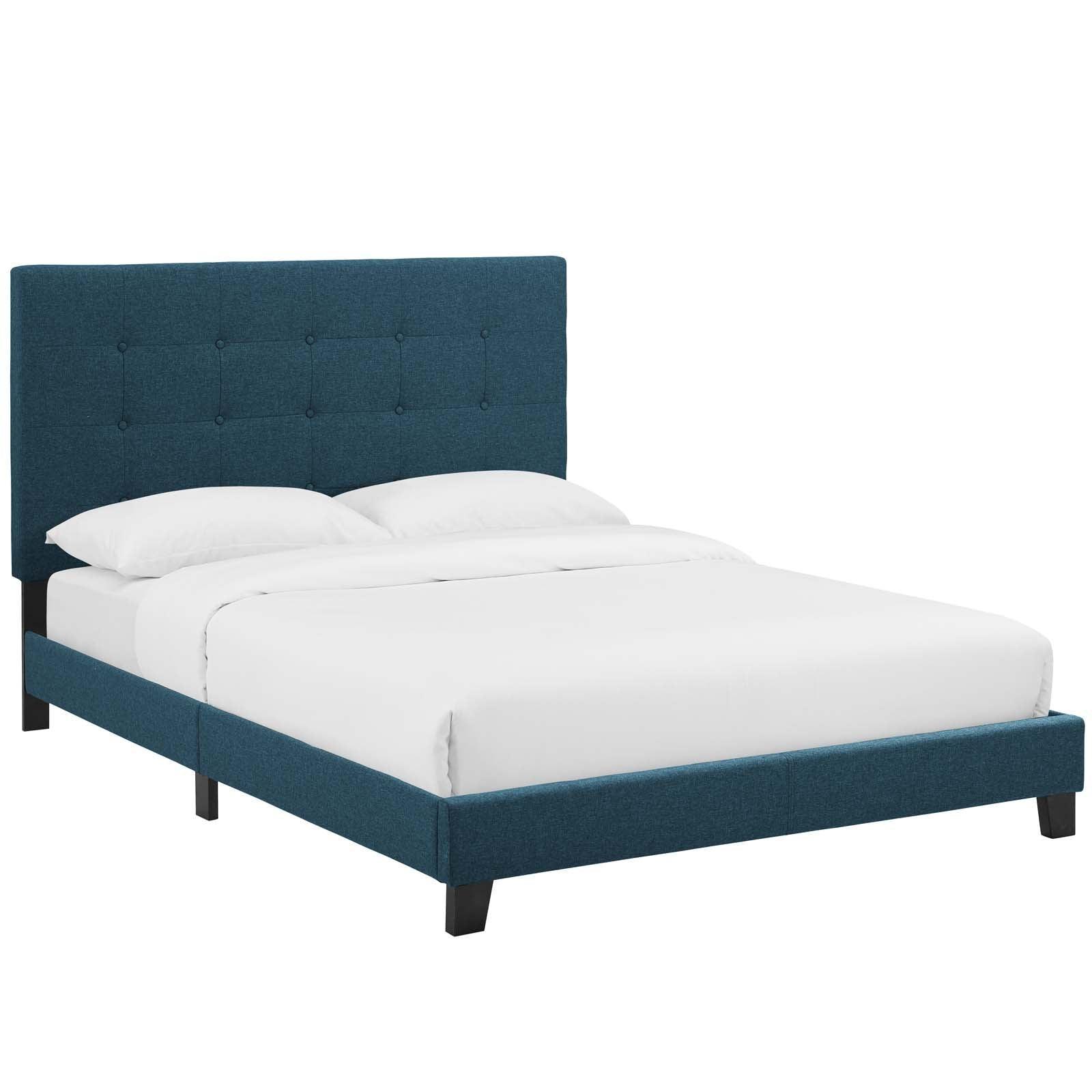 Modway Melanie Queen Tufted Button Upholstered Fabric Platform Bed FredCo