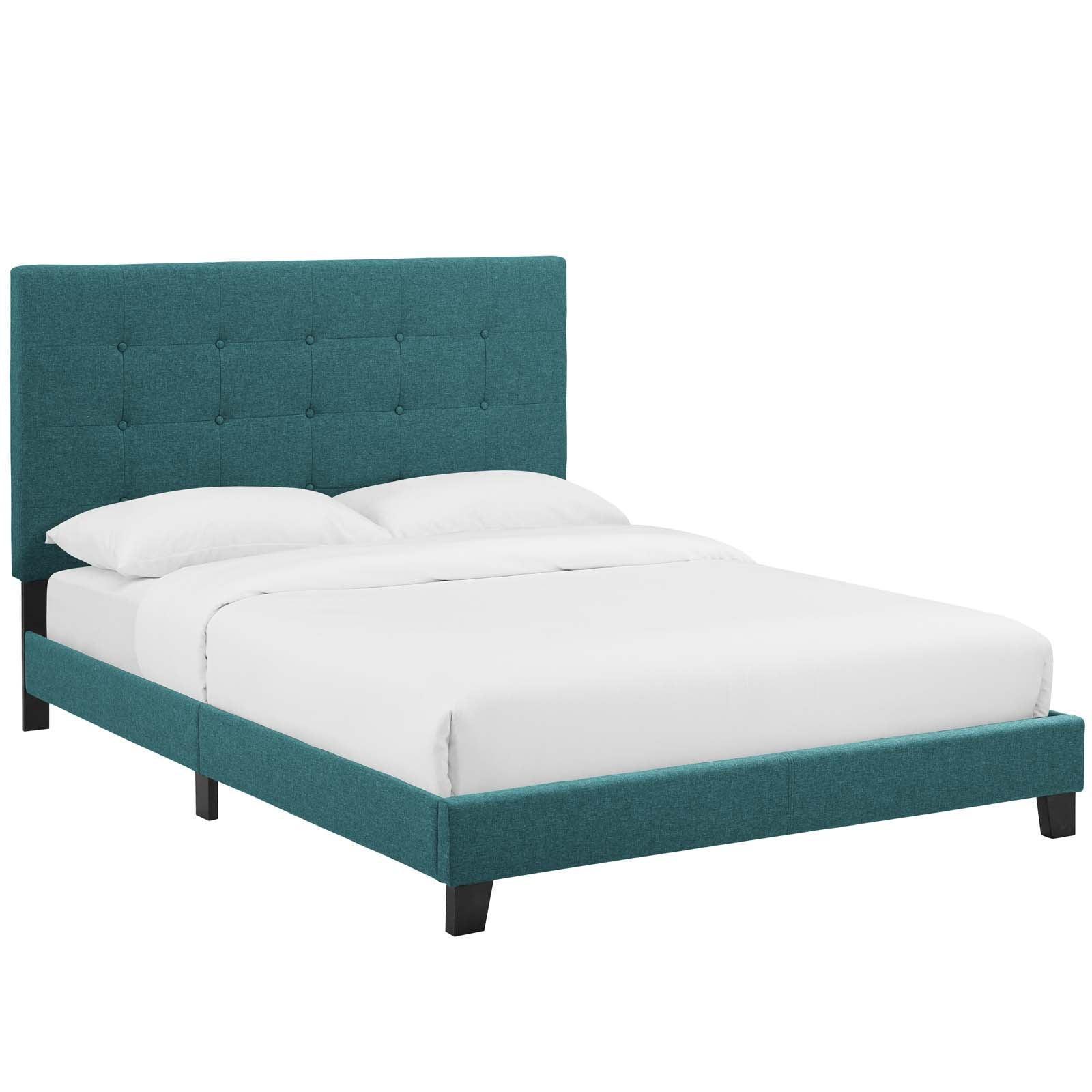 Modway Melanie Queen Tufted Button Upholstered Fabric Platform Bed FredCo
