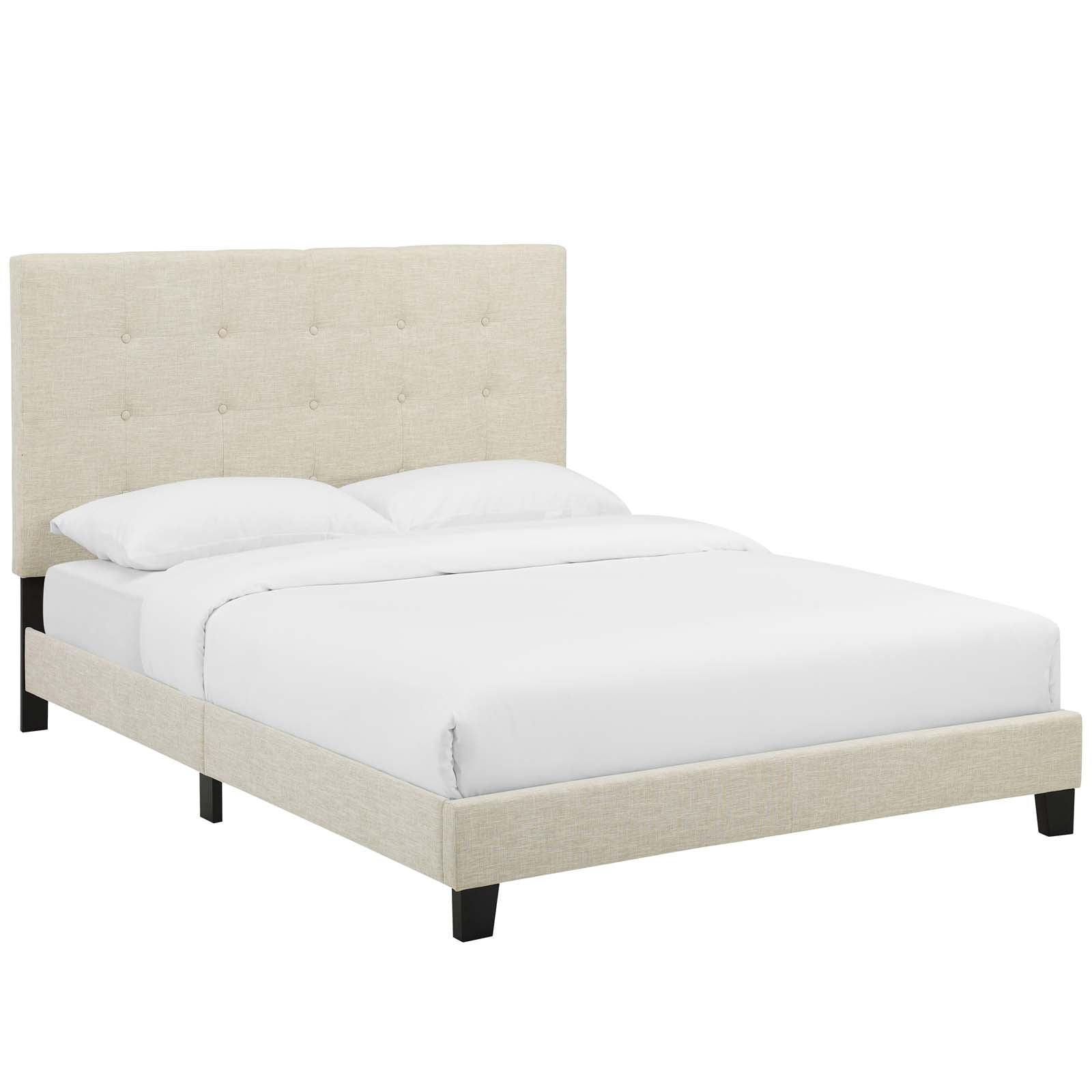 Modway Melanie Queen Tufted Button Upholstered Fabric Platform Bed FredCo