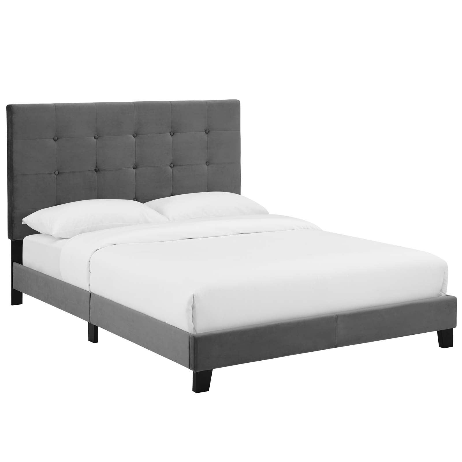 Modway Melanie Twin Tufted Button Upholstered Performance Velvet Platform Bed FredCo