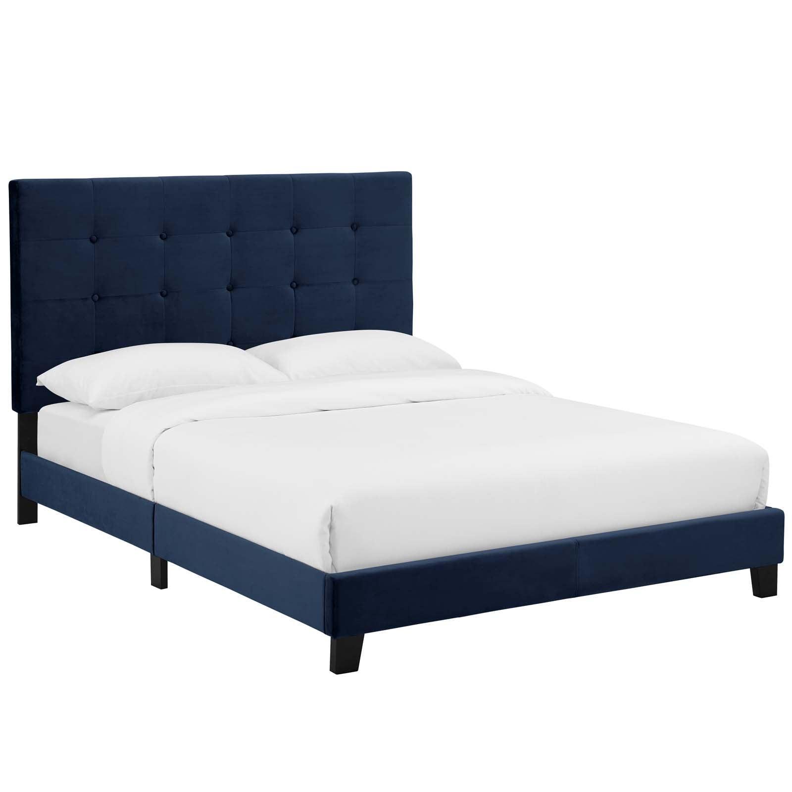 Modway Melanie Twin Tufted Button Upholstered Performance Velvet Platform Bed FredCo