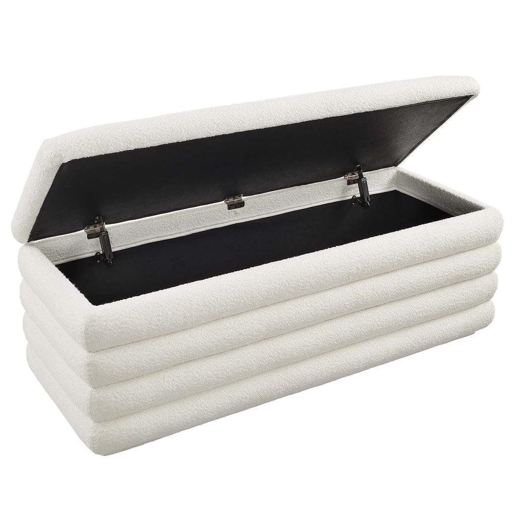 Modway Mezzo Boucle Upholstered Storage Bench FredCo