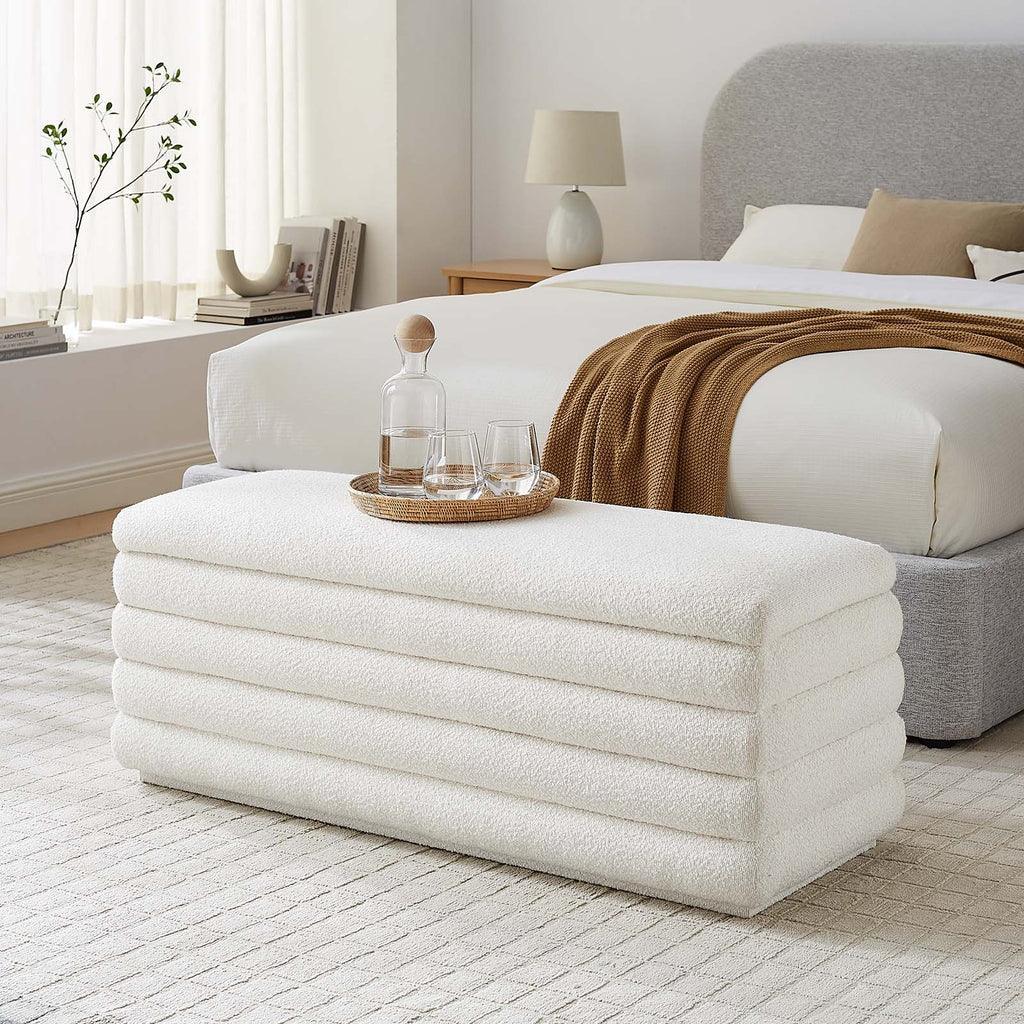 Modway Mezzo Boucle Upholstered Storage Bench FredCo