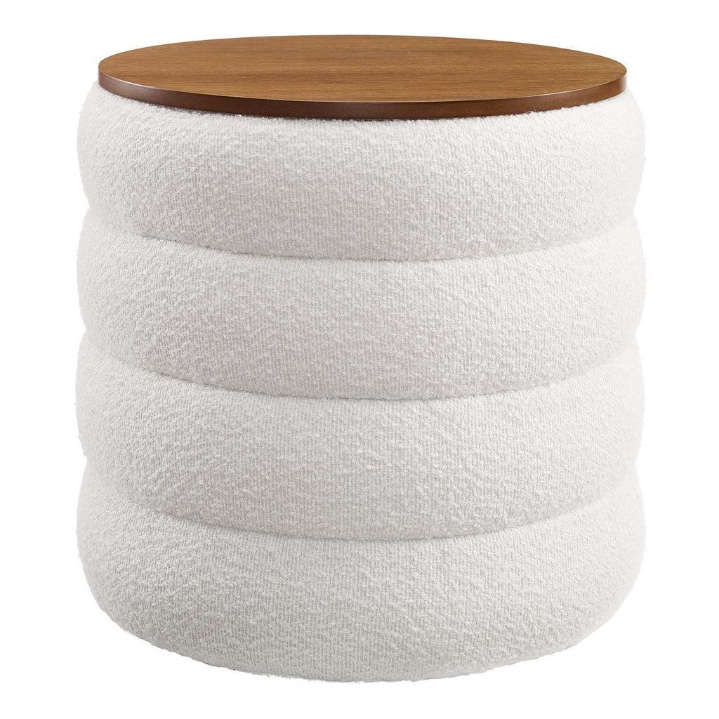 Modway Mezzo Round Boucle Fabric Storage Ottoman FredCo