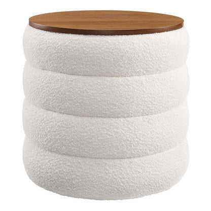 Modway Mezzo Round Boucle Fabric Storage Ottoman FredCo