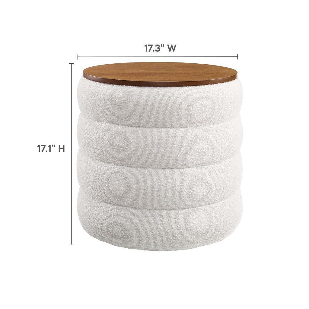 Modway Mezzo Round Boucle Fabric Storage Ottoman FredCo