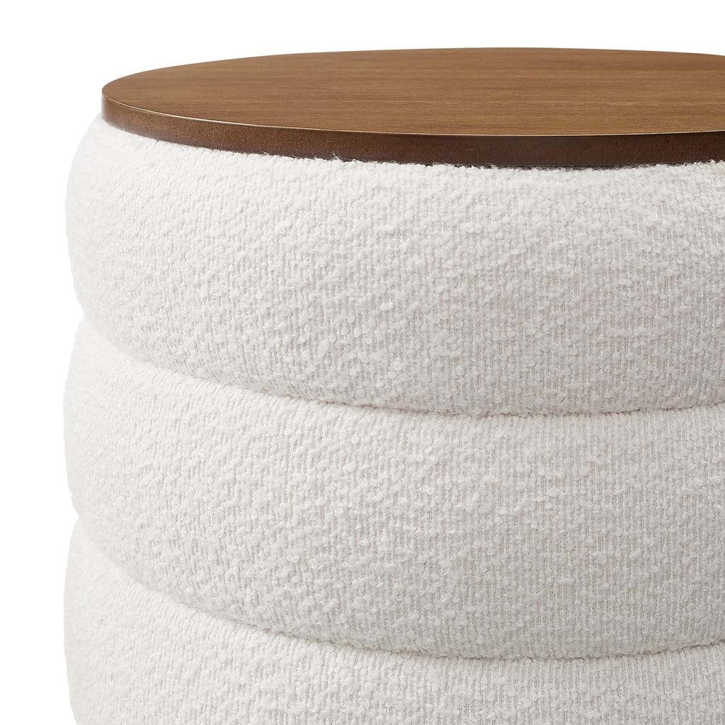 Modway Mezzo Round Boucle Fabric Storage Ottoman FredCo