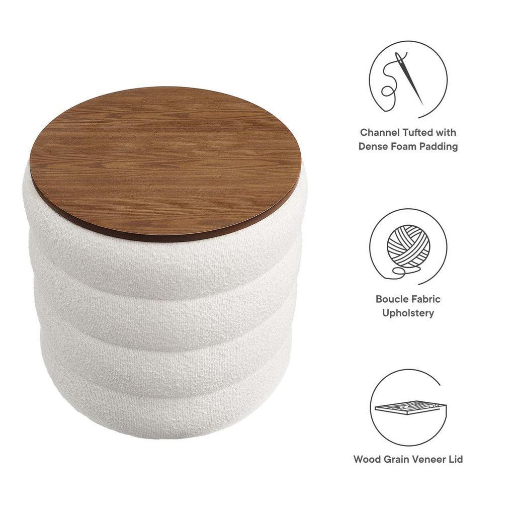 Modway Mezzo Round Boucle Fabric Storage Ottoman FredCo