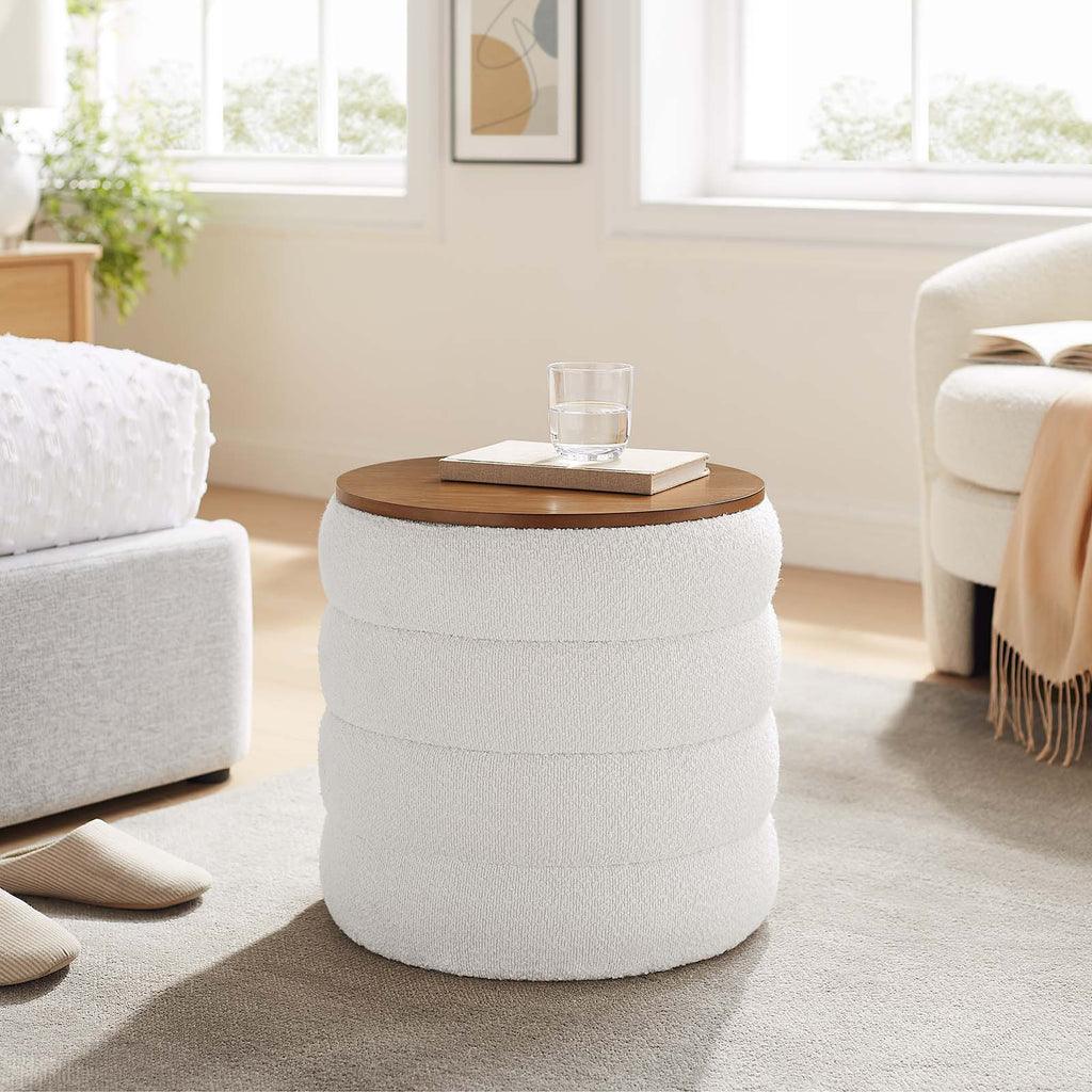Modway Mezzo Round Boucle Fabric Storage Ottoman FredCo