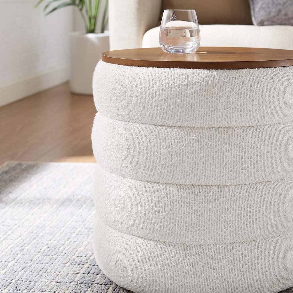 Modway Mezzo Round Boucle Fabric Storage Ottoman FredCo