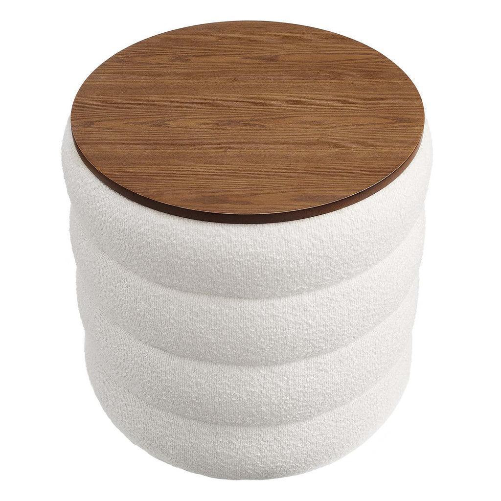Modway Mezzo Round Boucle Fabric Storage Ottoman FredCo