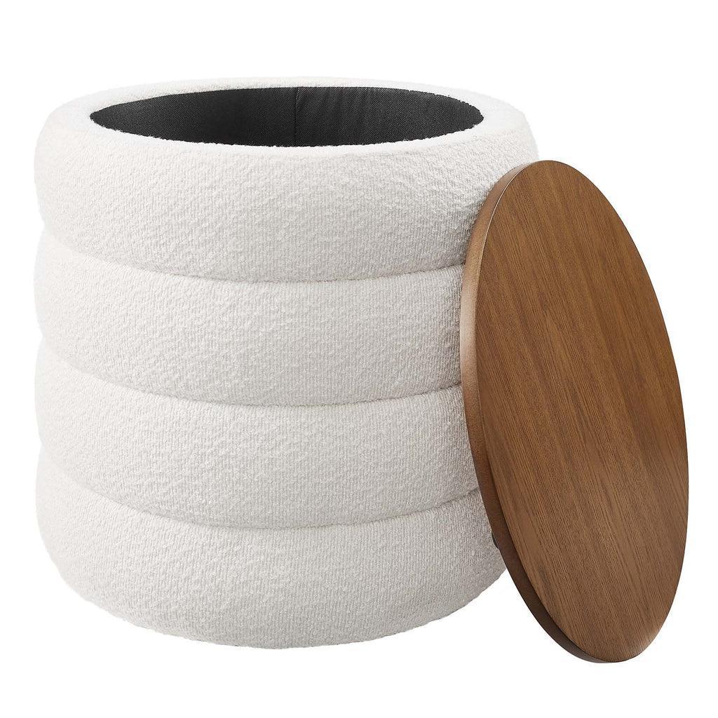 Modway Mezzo Round Boucle Fabric Storage Ottoman FredCo