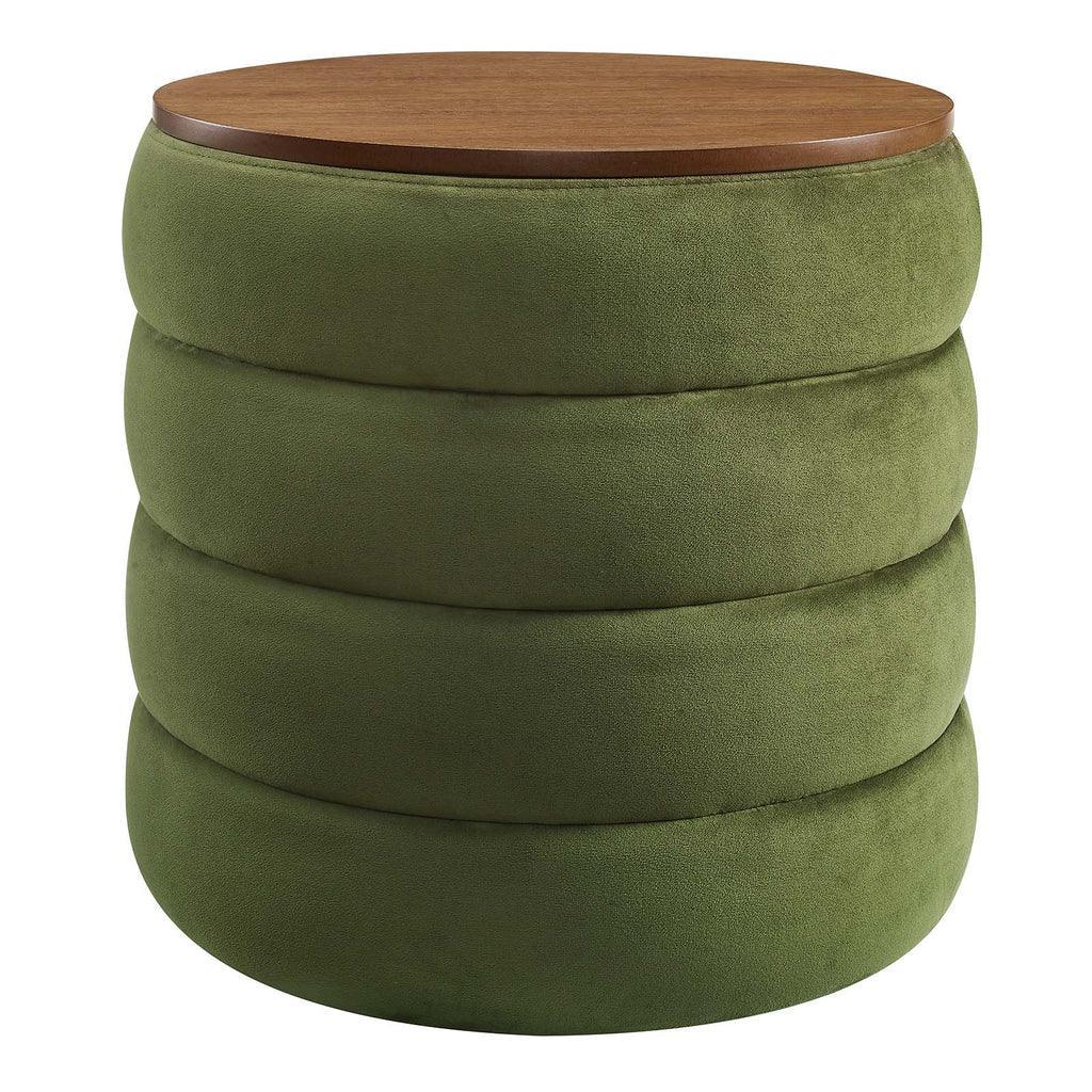 Modway Mezzo Round Performance Velvet Storage Ottoman FredCo