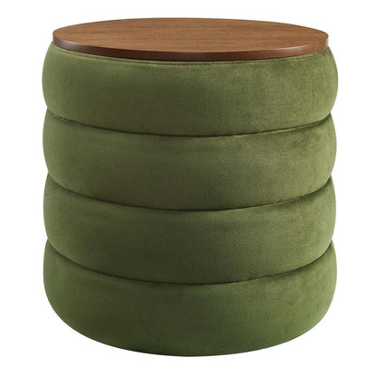 Modway Mezzo Round Performance Velvet Storage Ottoman FredCo