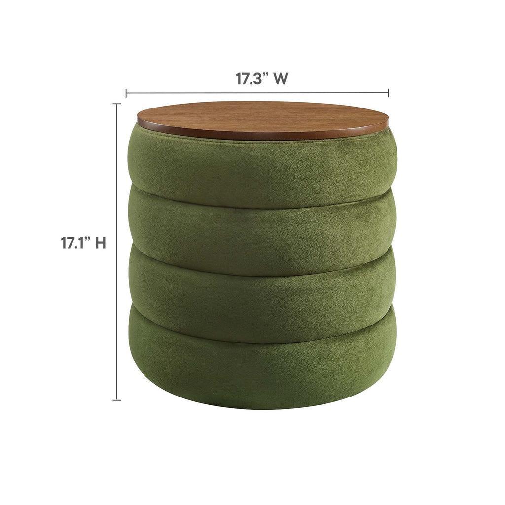 Modway Mezzo Round Performance Velvet Storage Ottoman FredCo