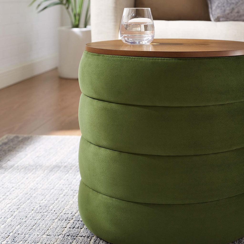 Modway Mezzo Round Performance Velvet Storage Ottoman FredCo