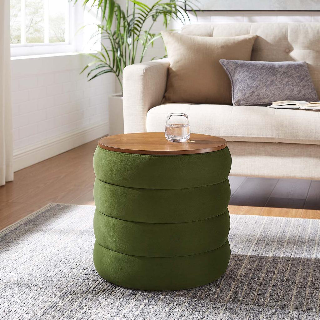 Modway Mezzo Round Performance Velvet Storage Ottoman FredCo