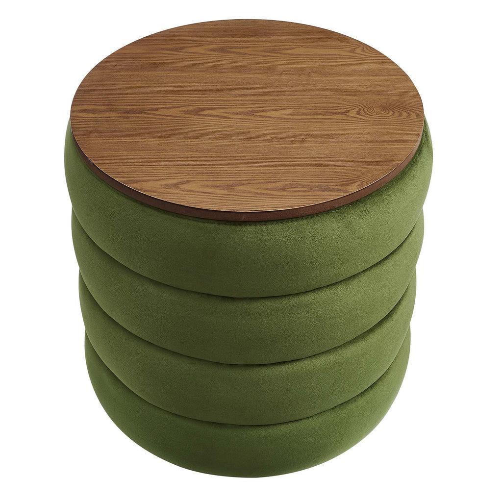 Modway Mezzo Round Performance Velvet Storage Ottoman FredCo