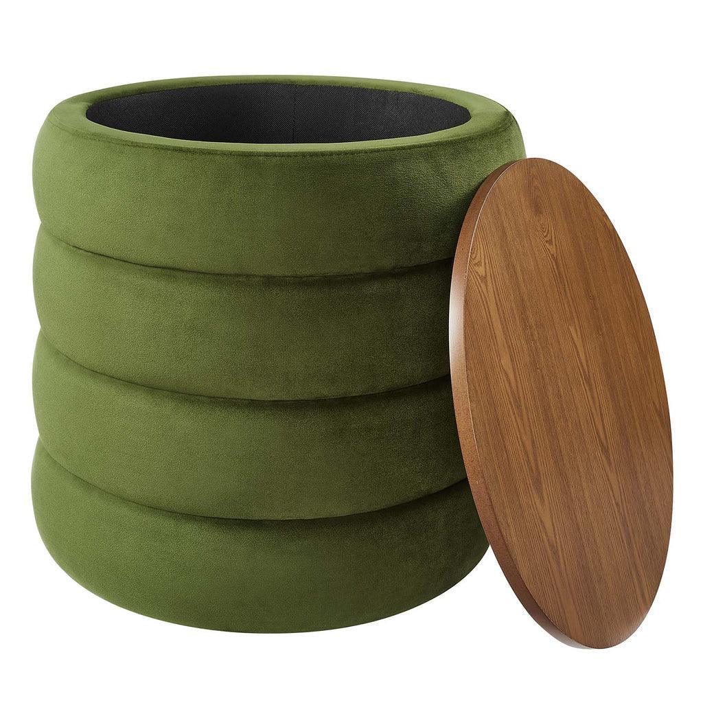 Modway Mezzo Round Performance Velvet Storage Ottoman FredCo
