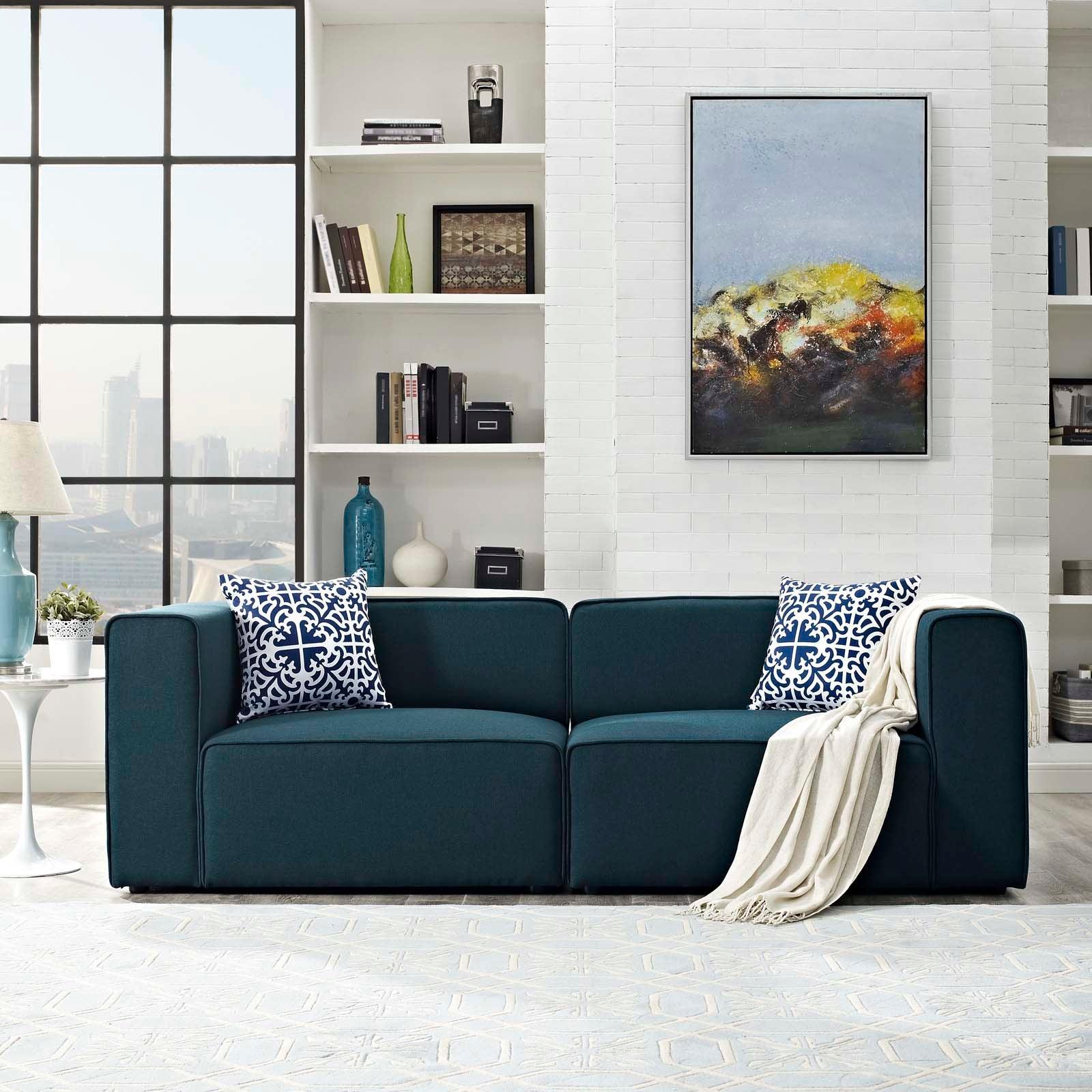 Modway Mingle 2 Piece Upholstered Fabric Sectional Sofa Set FredCo