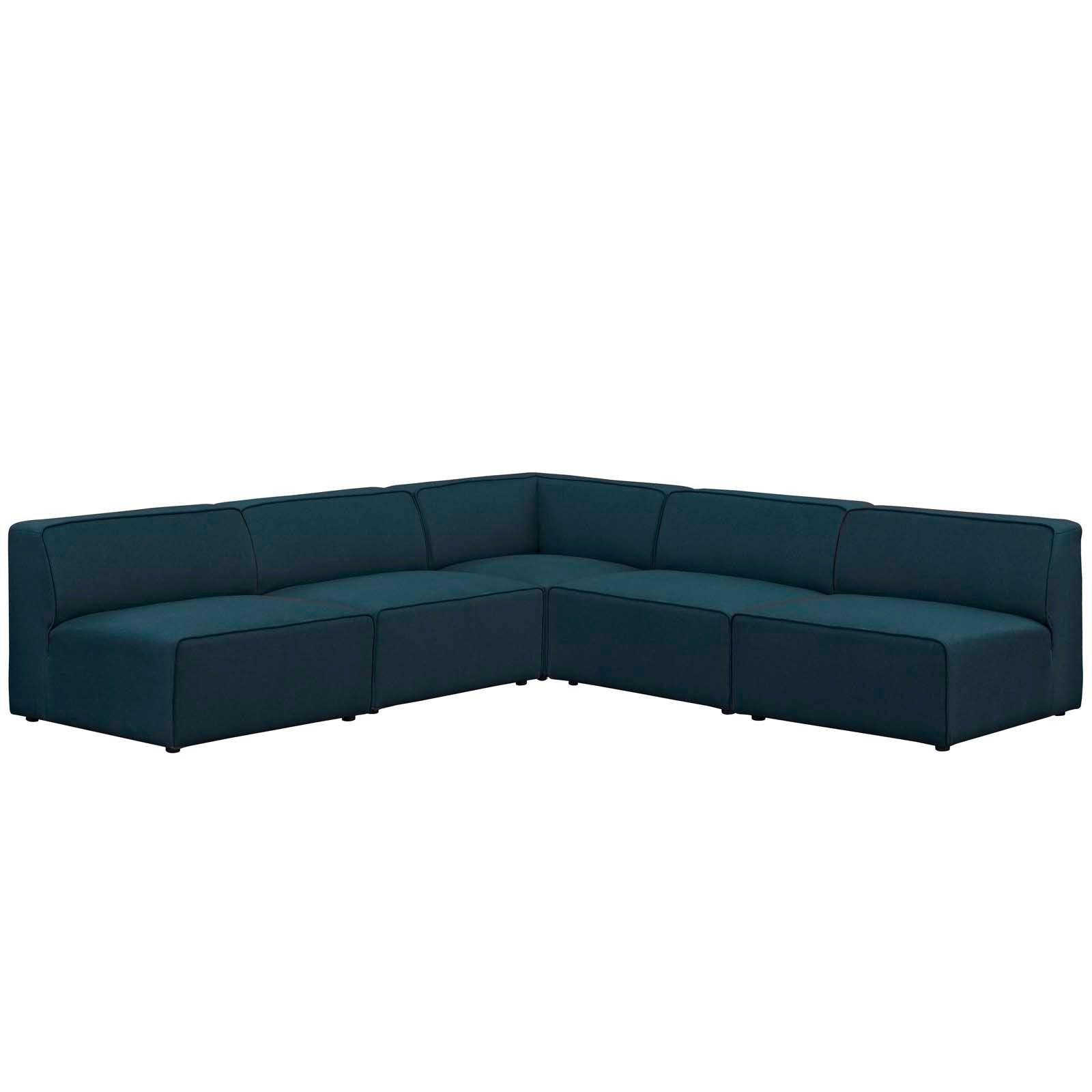 Modway Mingle 5 Piece Upholstered Fabric Armless Sectional Sofa Set FredCo