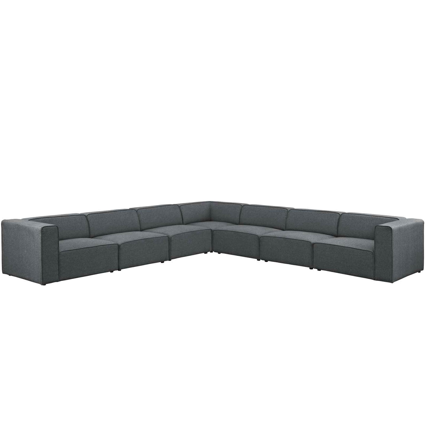 Modway Mingle 7 Piece Upholstered Fabric Sectional Sofa Set FredCo