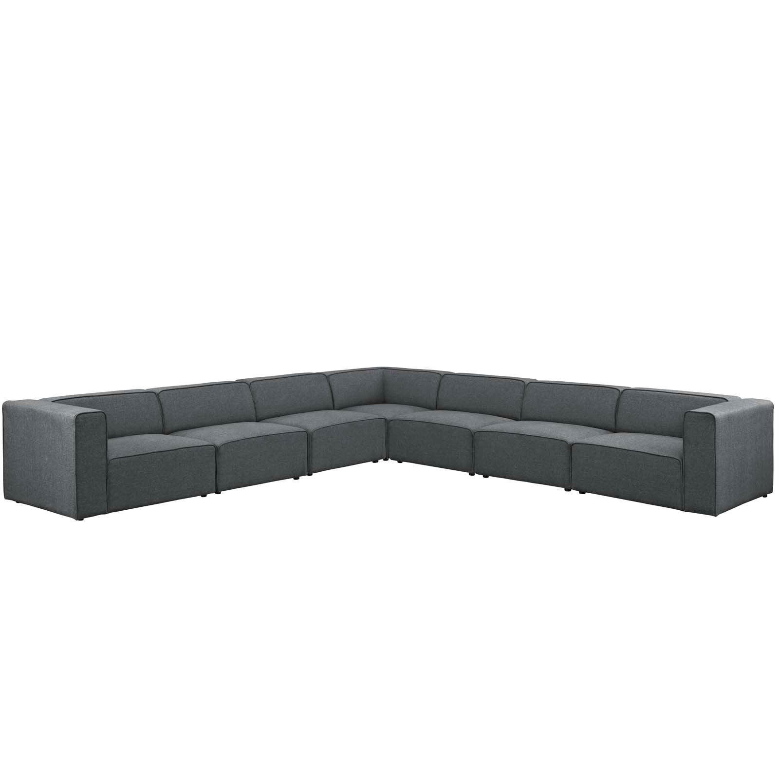 Modway Mingle 7 Piece Upholstered Fabric Sectional Sofa Set FredCo