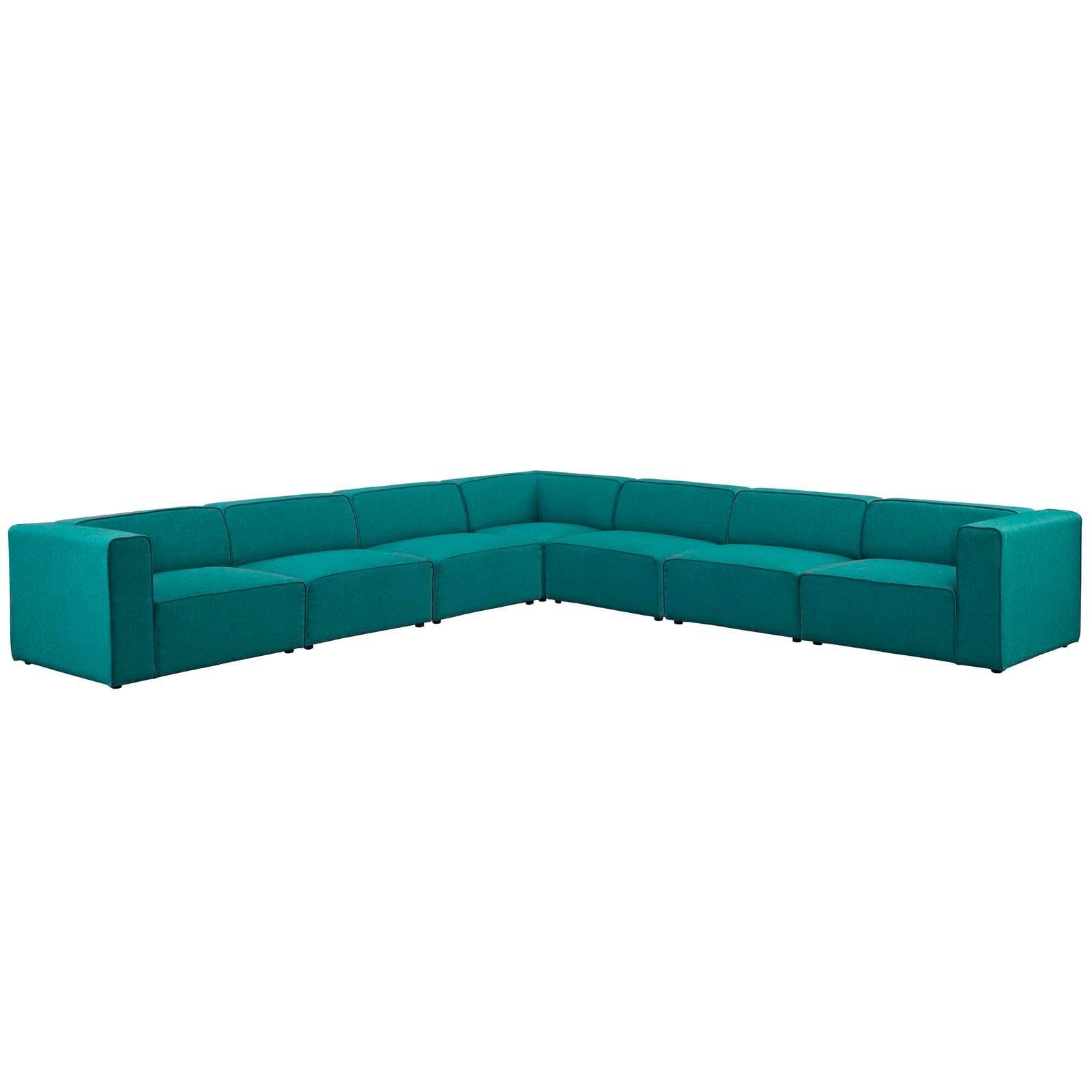 Modway Mingle 7 Piece Upholstered Fabric Sectional Sofa Set FredCo
