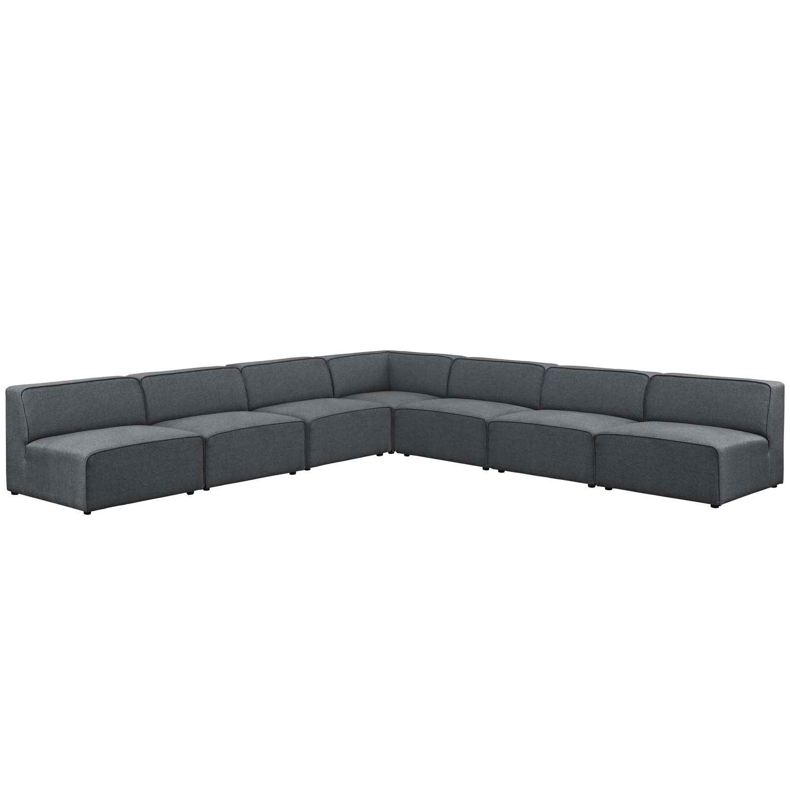 Modway Mingle 7 Piece Upholstered Fabric Sectional Sofa Set, EEI-2841 FredCo