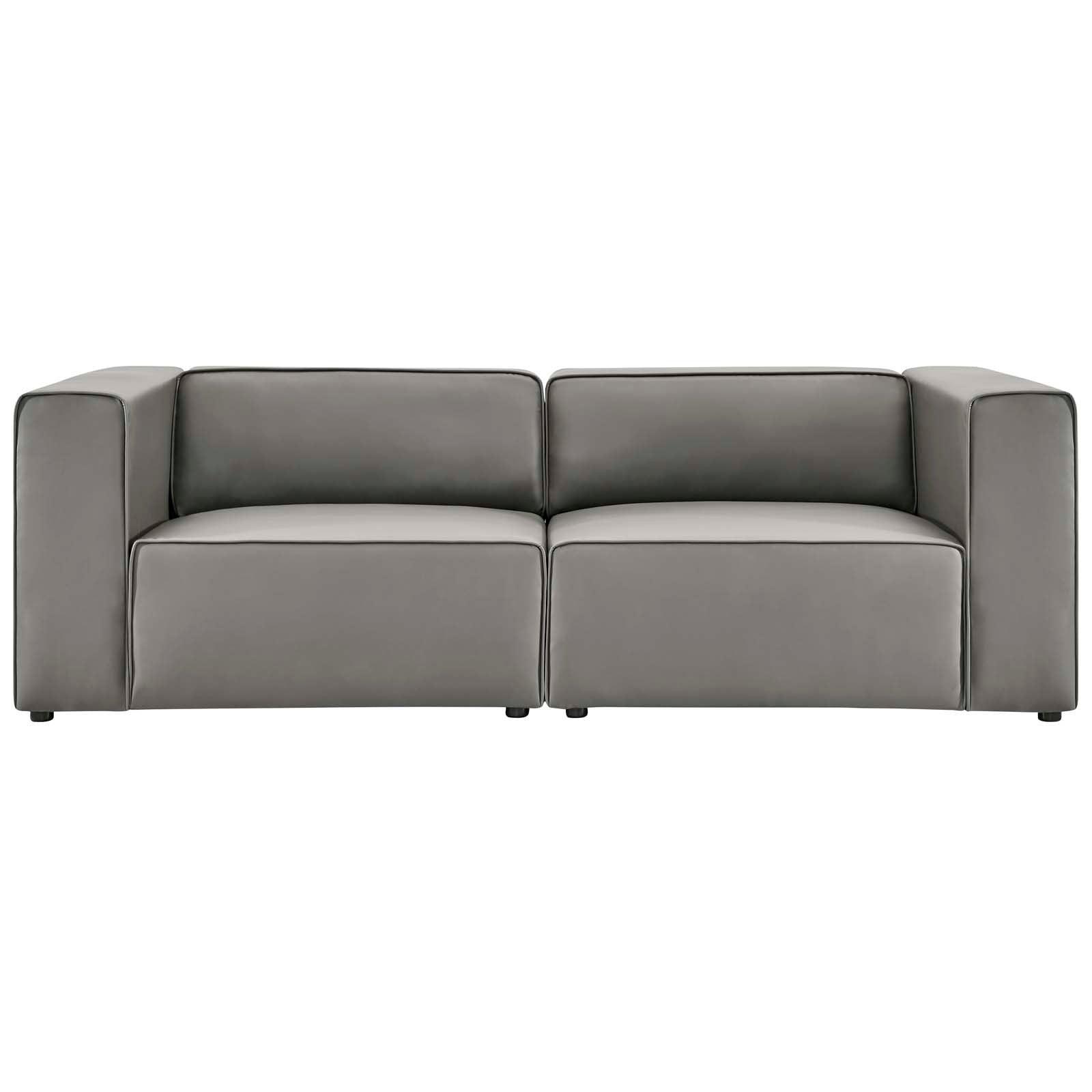 Modway Mingle Vegan Leather 2-Piece Sectional Sofa Loveseat FredCo