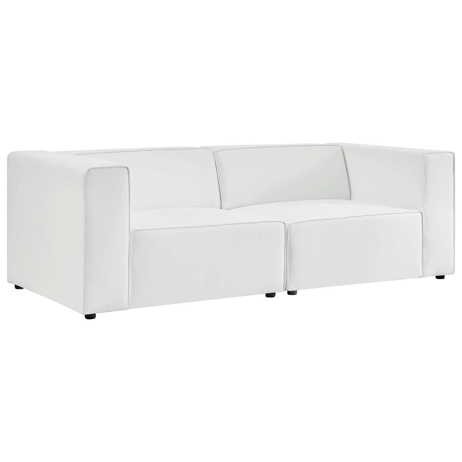 Modway Mingle Vegan Leather 2-Piece Sectional Sofa Loveseat FredCo