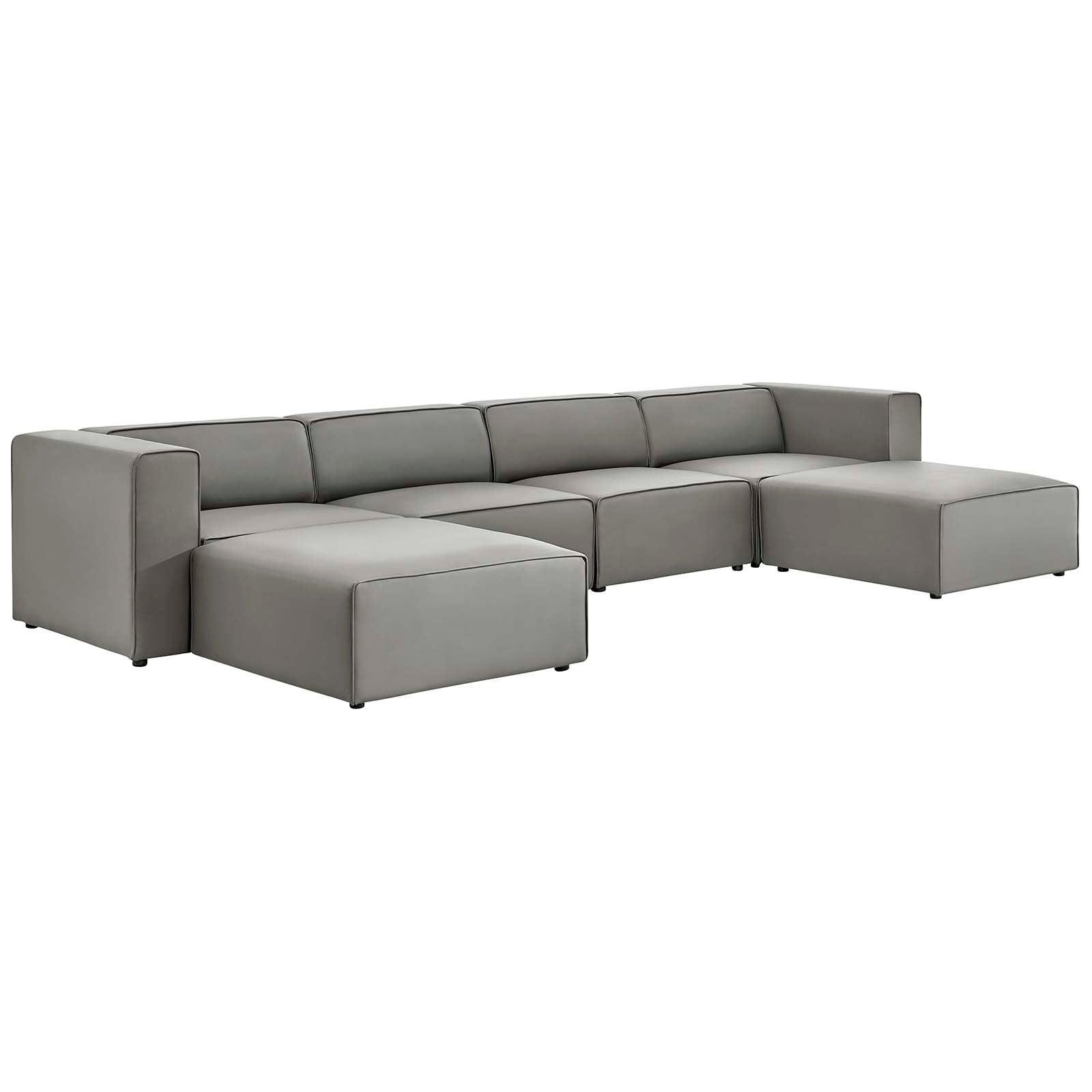 Modway Mingle Vegan Leather 4-Piece Sofa and 2 Ottomans Set FredCo
