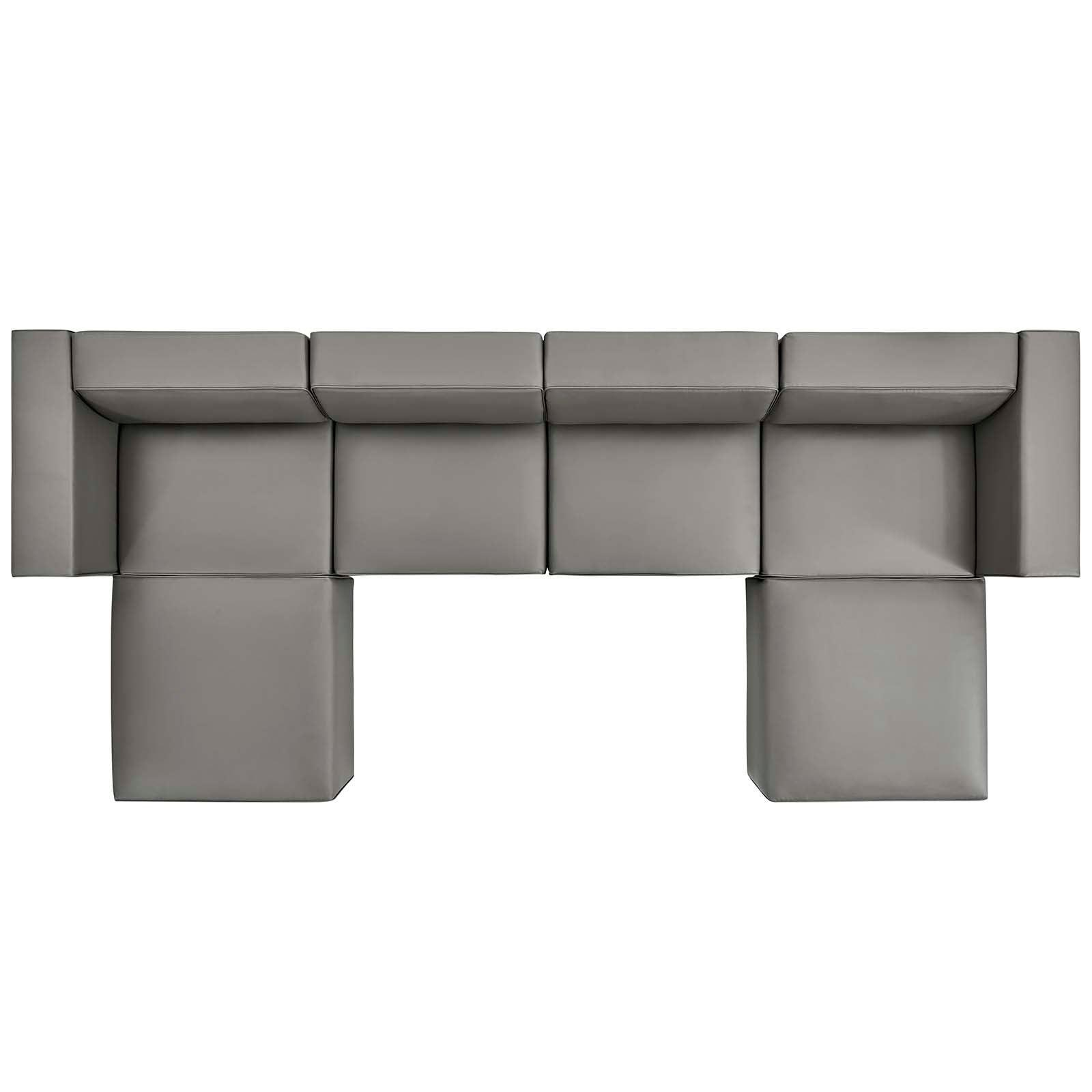 Modway Mingle Vegan Leather 4-Piece Sofa and 2 Ottomans Set FredCo