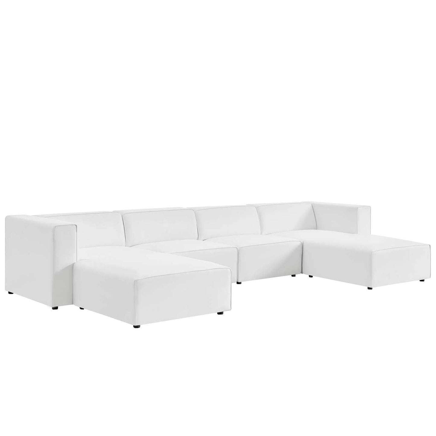 Modway Mingle Vegan Leather 4-Piece Sofa and 2 Ottomans Set FredCo