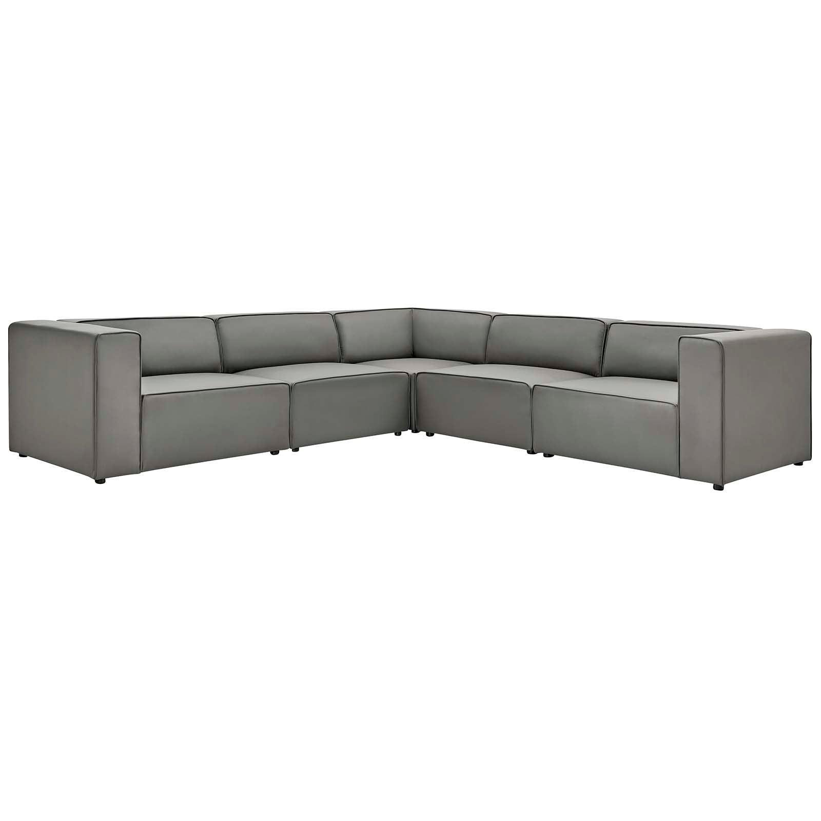 Modway Mingle Vegan Leather 5-Piece Sectional Sofa FredCo