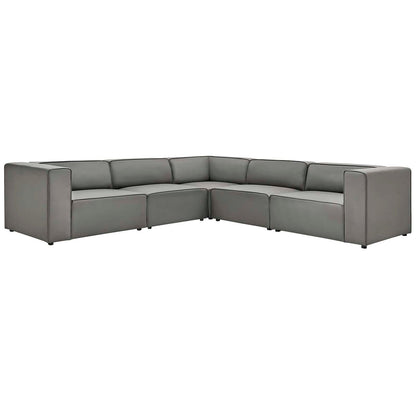 Modway Mingle Vegan Leather 5-Piece Sectional Sofa FredCo