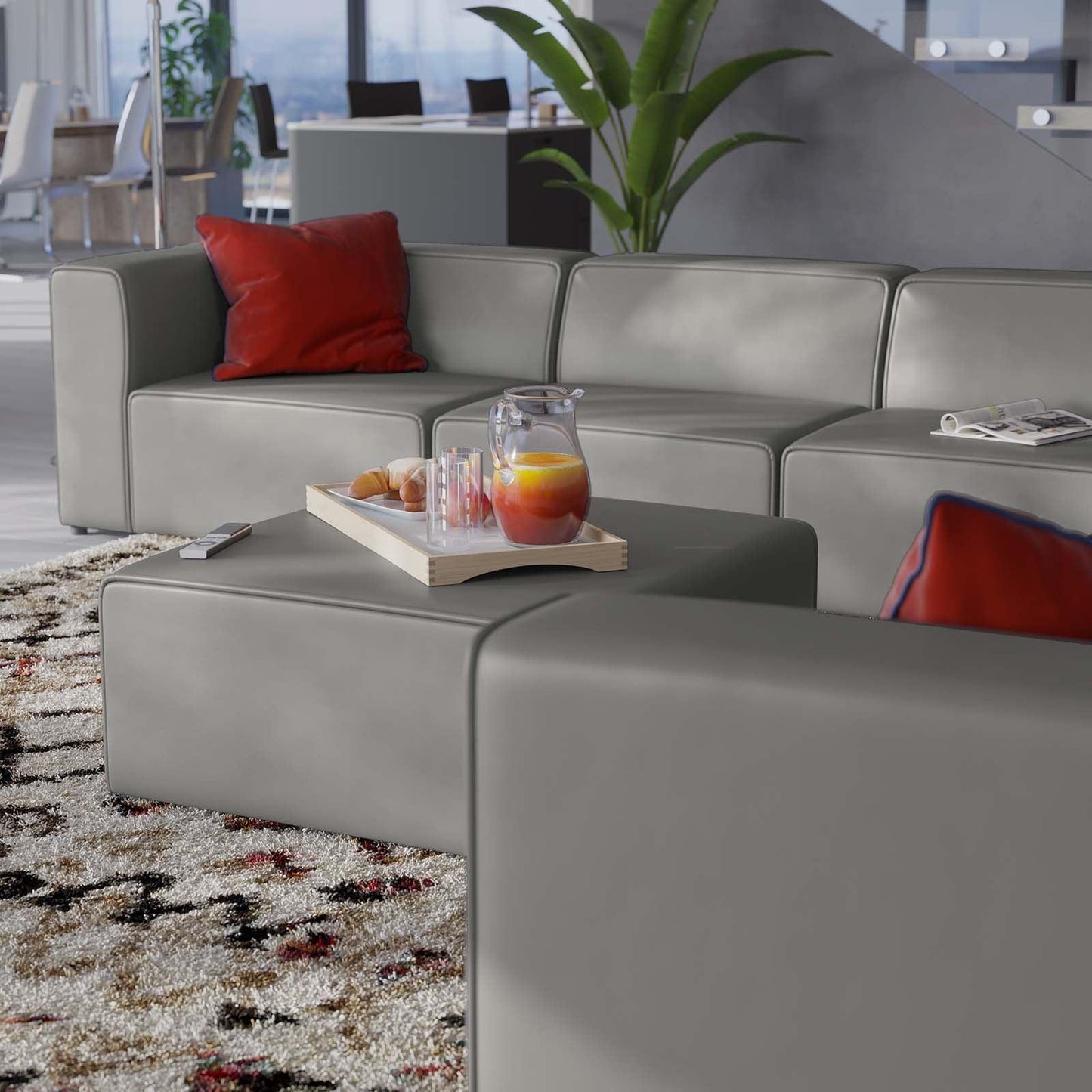 Modway Mingle Vegan Leather 8-Piece Sectional Sofa Set FredCo