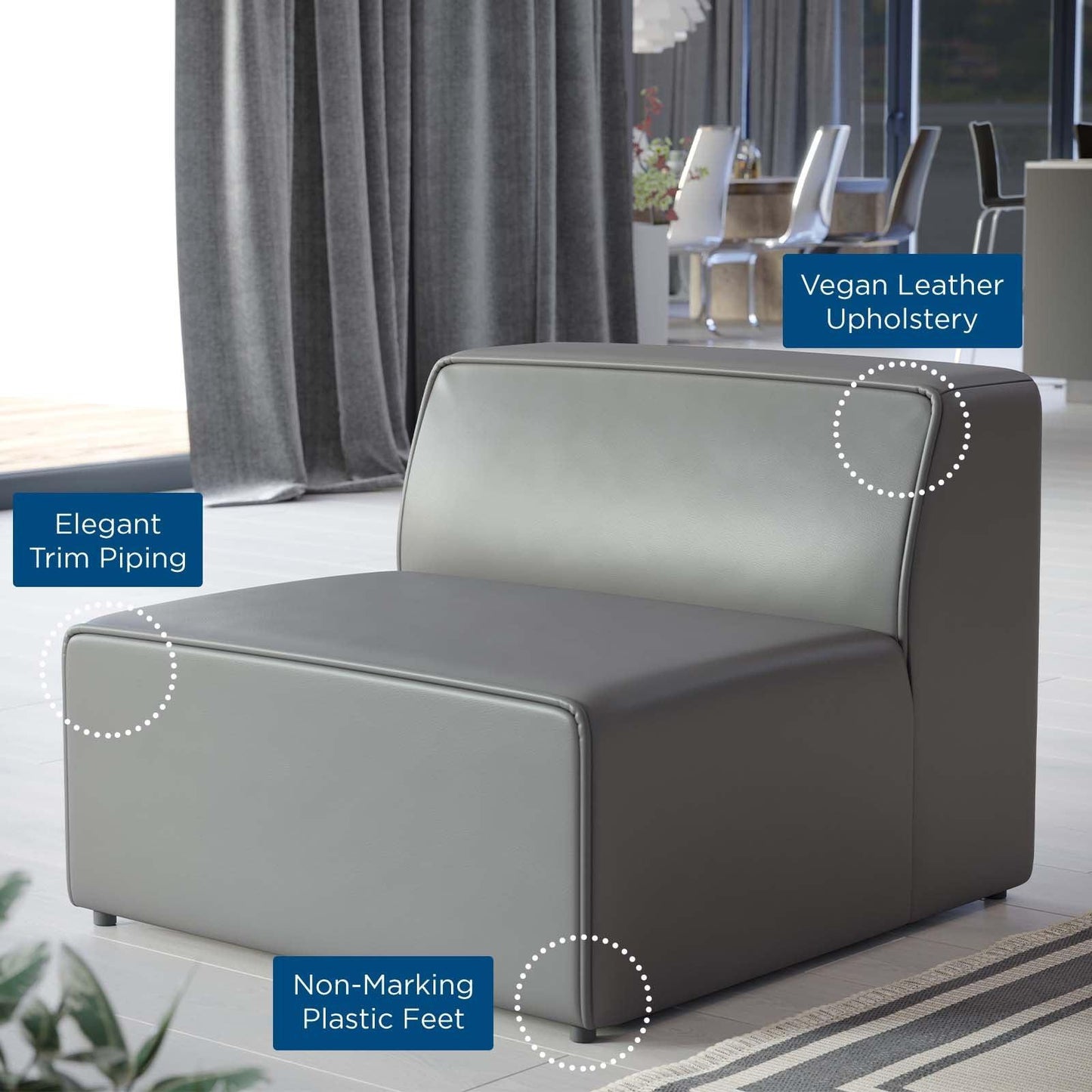 Modway Mingle Vegan Leather Armless Chair FredCo