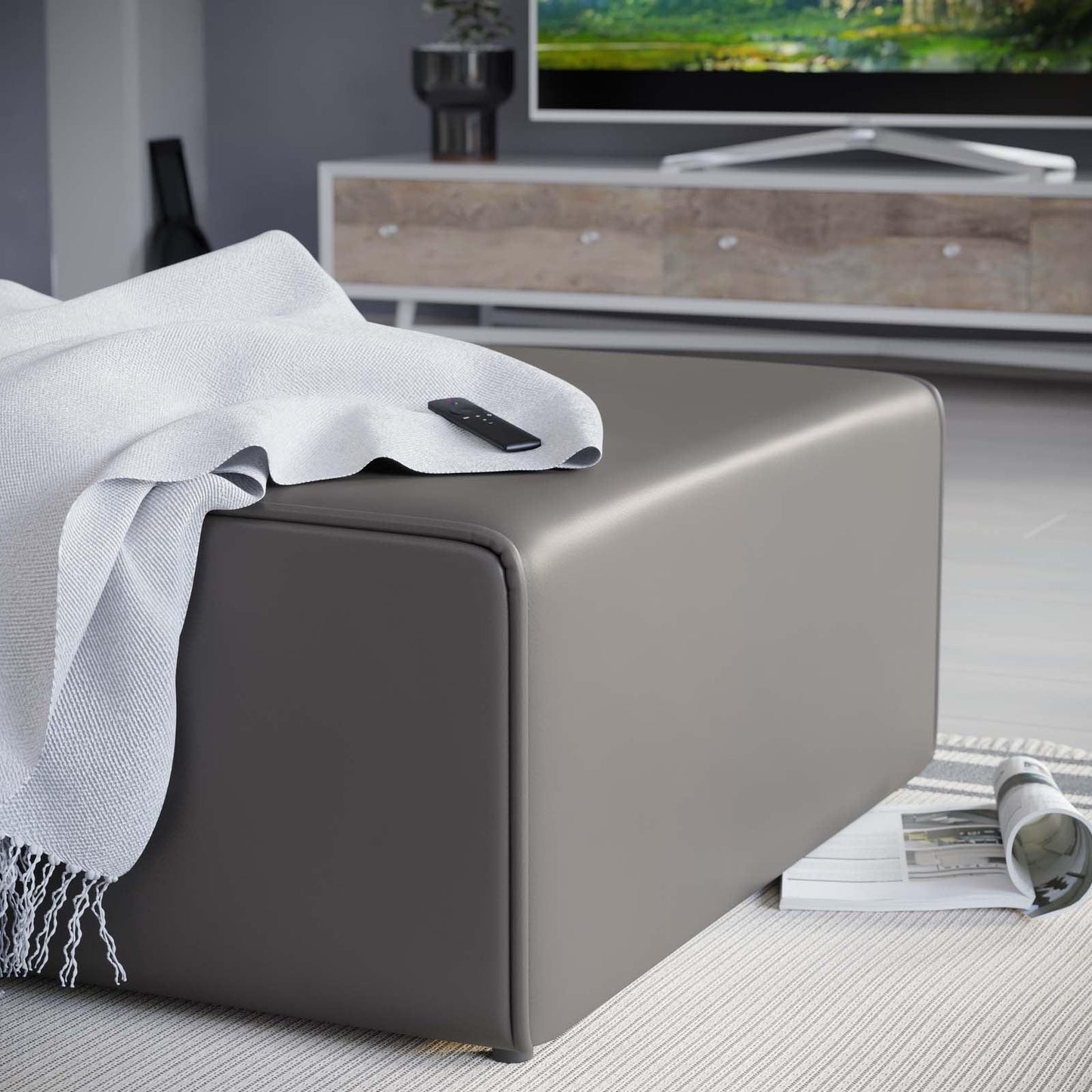 Modway Mingle Vegan Leather Ottoman FredCo