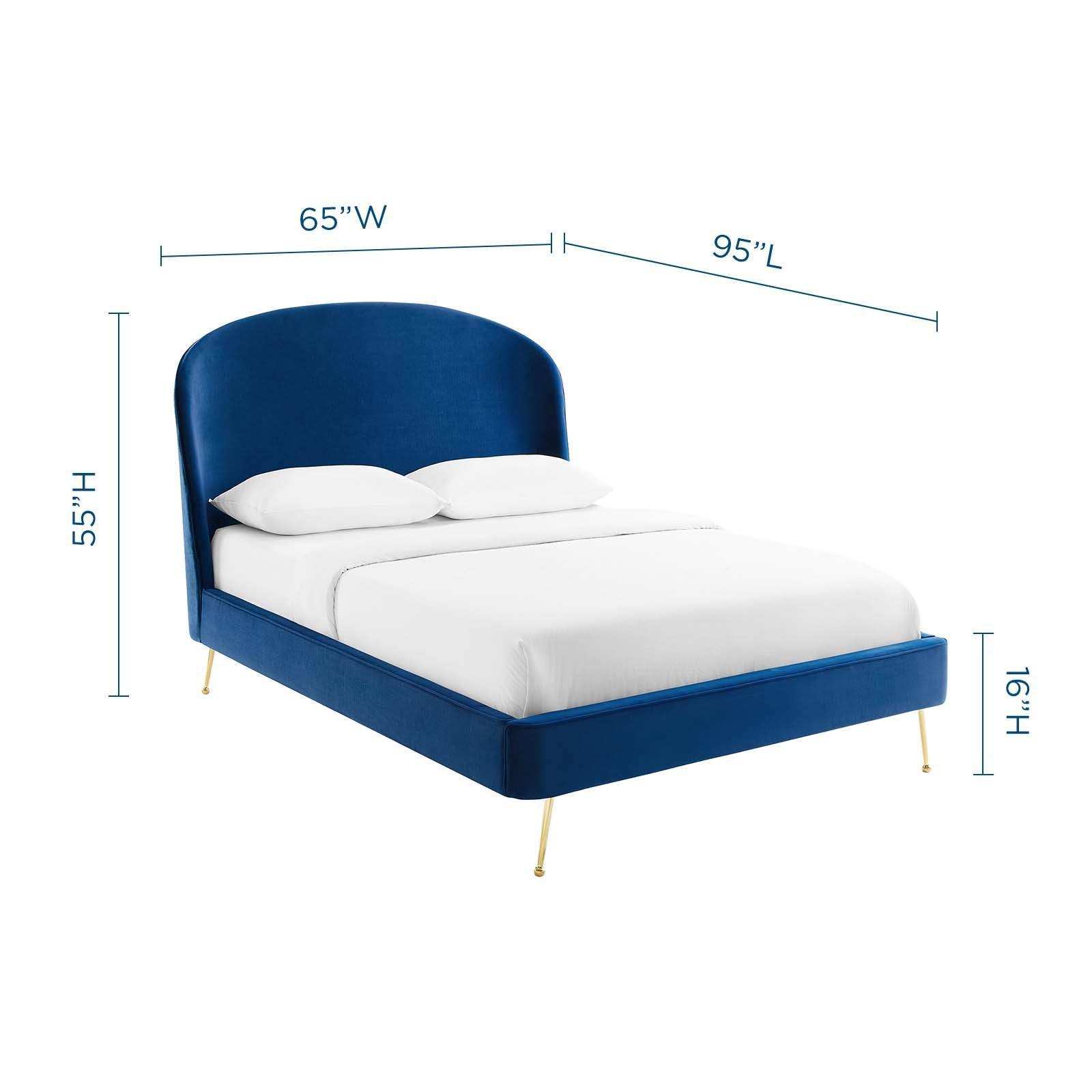 Modway Mira Upholstered Performance Velvet Queen Platform Bed FredCo