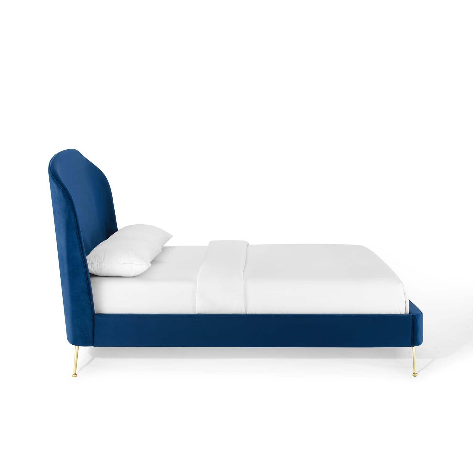Modway Mira Upholstered Performance Velvet Queen Platform Bed FredCo