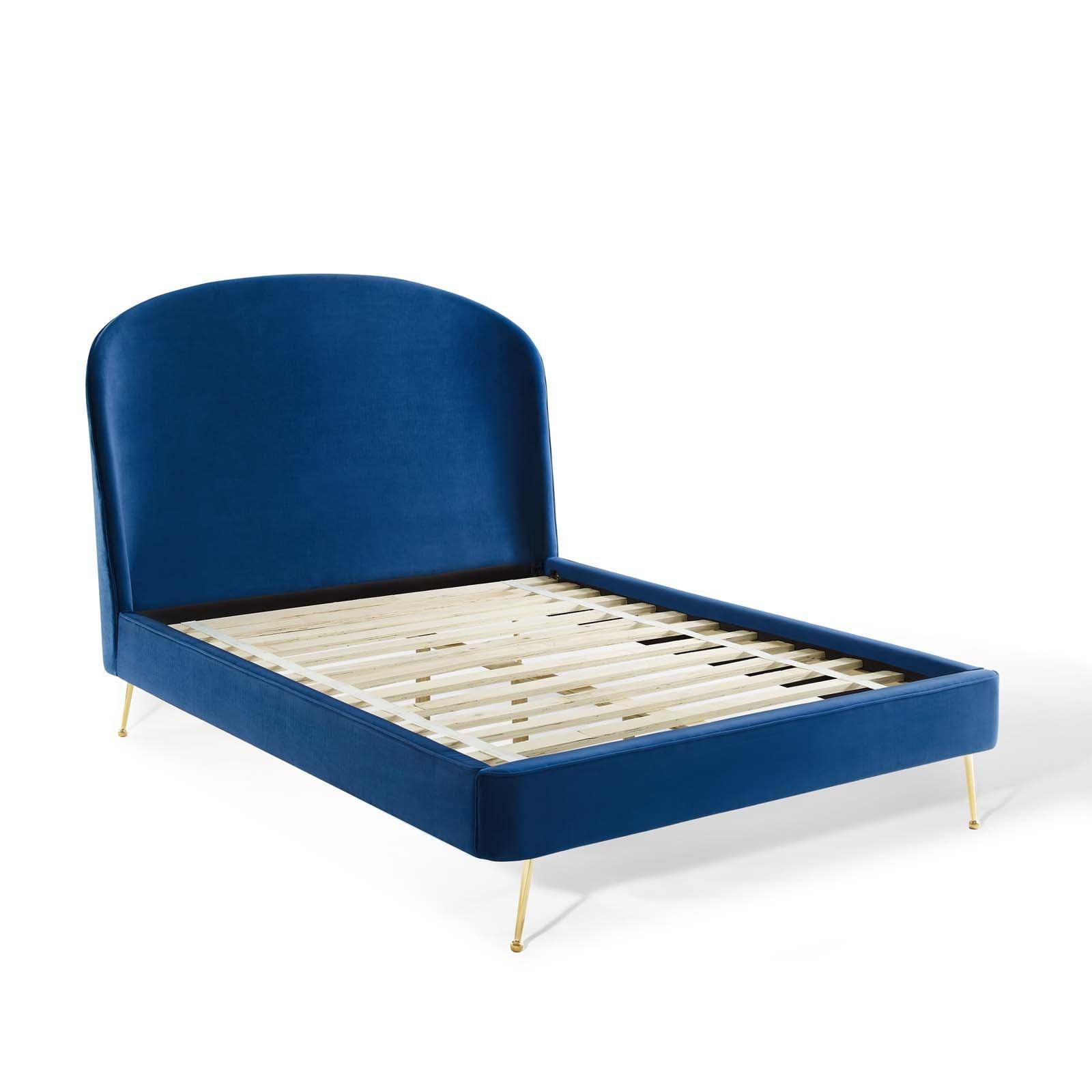Modway Mira Upholstered Performance Velvet Queen Platform Bed FredCo