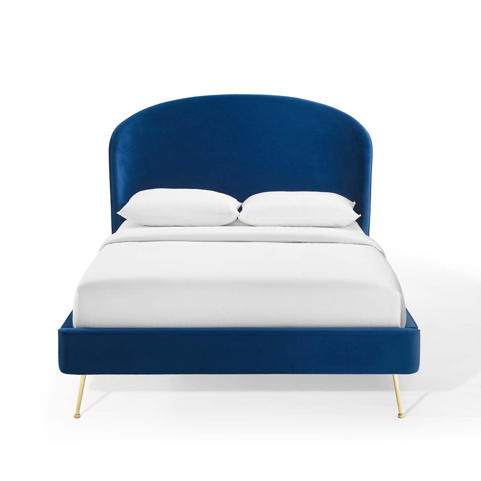 Modway Mira Upholstered Performance Velvet Queen Platform Bed FredCo