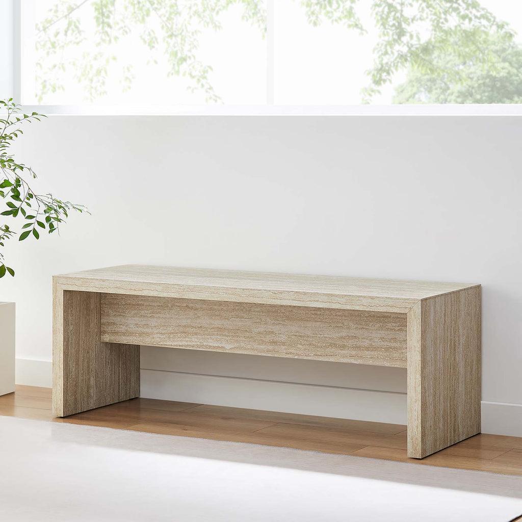 Modway Mirella 53.5” Faux Travertine Bench FredCo