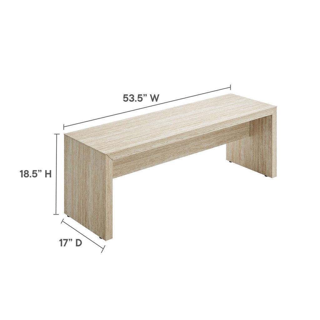 Modway Mirella 53.5” Faux Travertine Bench FredCo
