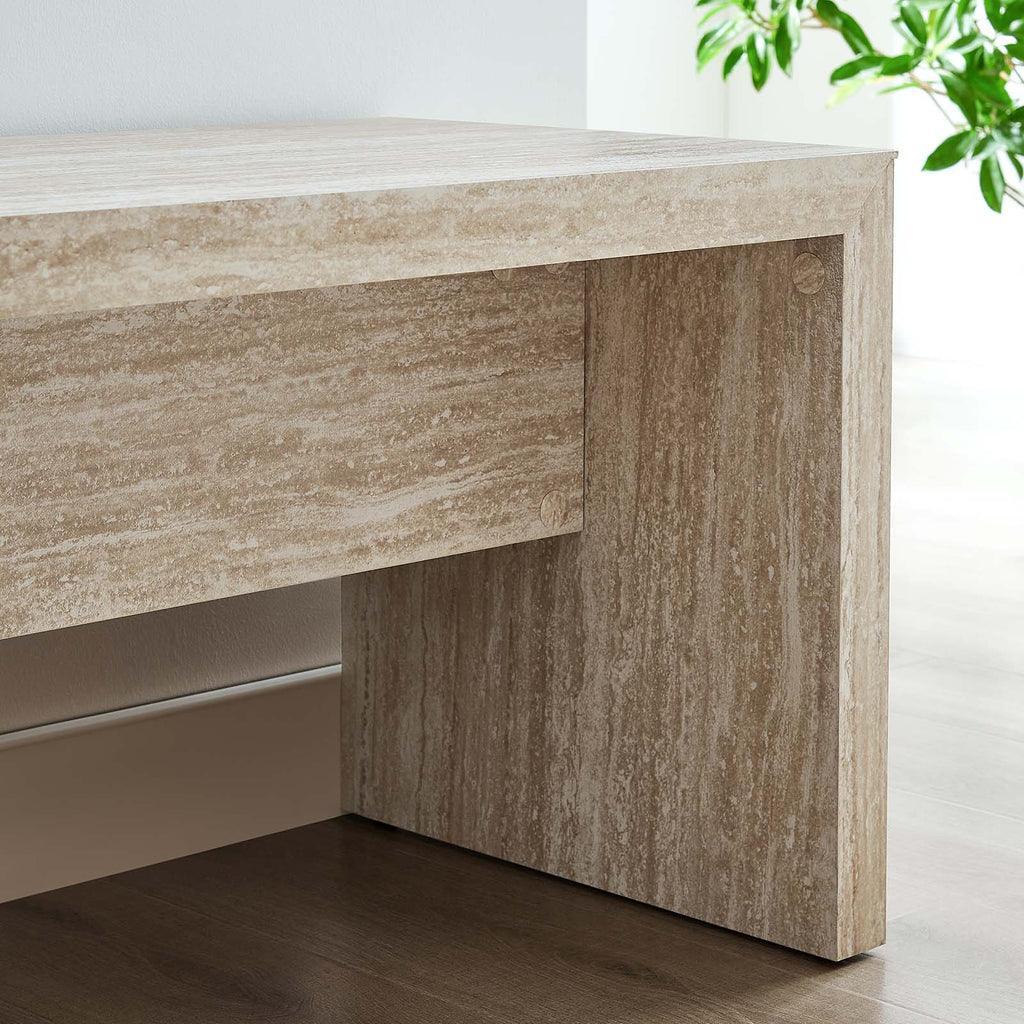 Modway Mirella 62" Faux Travertine Long Bench FredCo