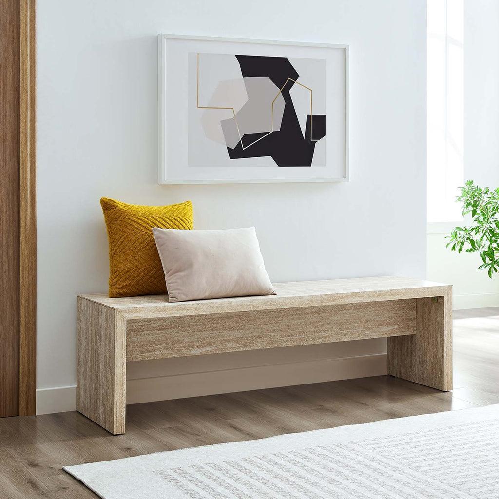Modway Mirella 62" Faux Travertine Long Bench FredCo