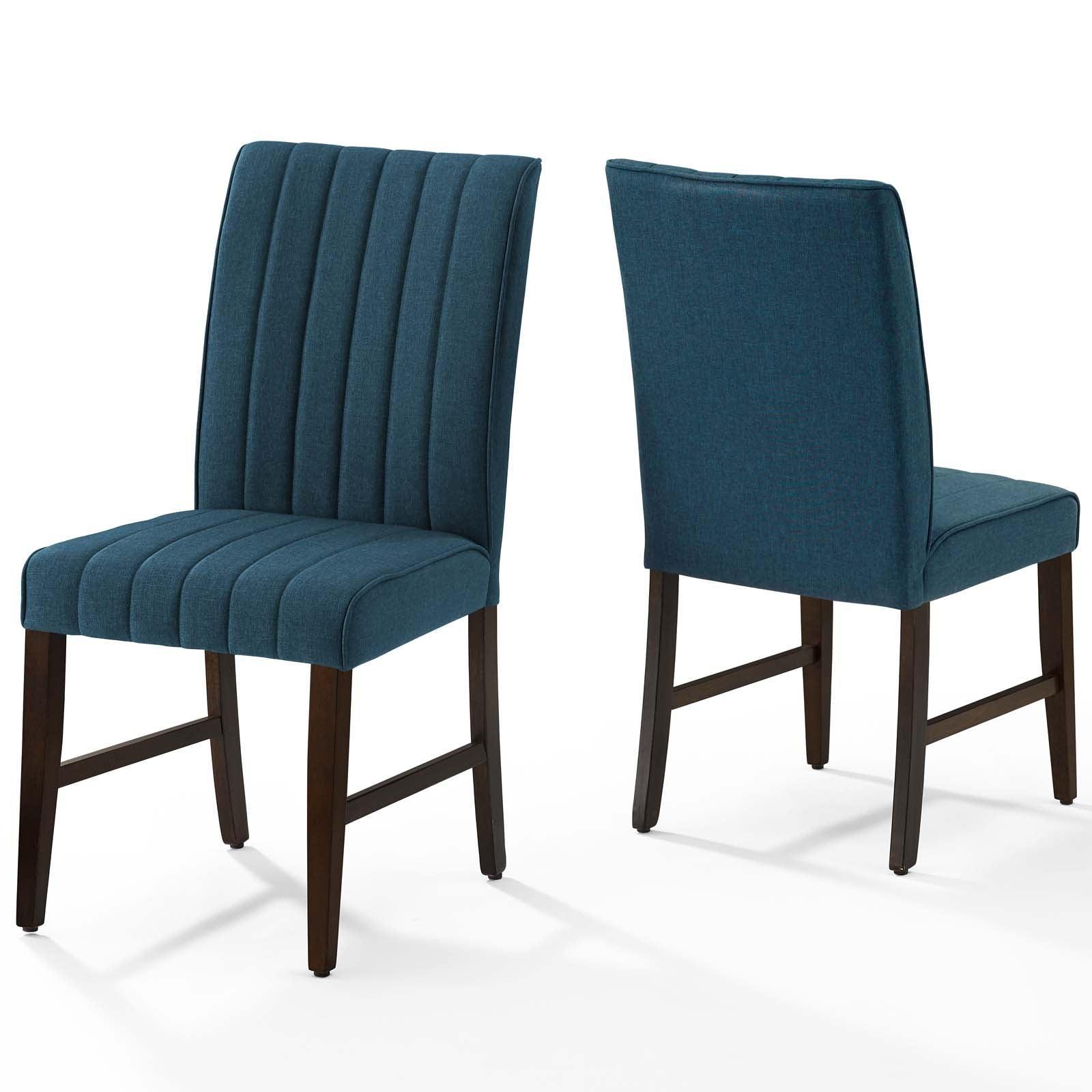 Modway Motivate Channel Tufted Upholstered Fabric Dining Chair Set of 2 FredCo