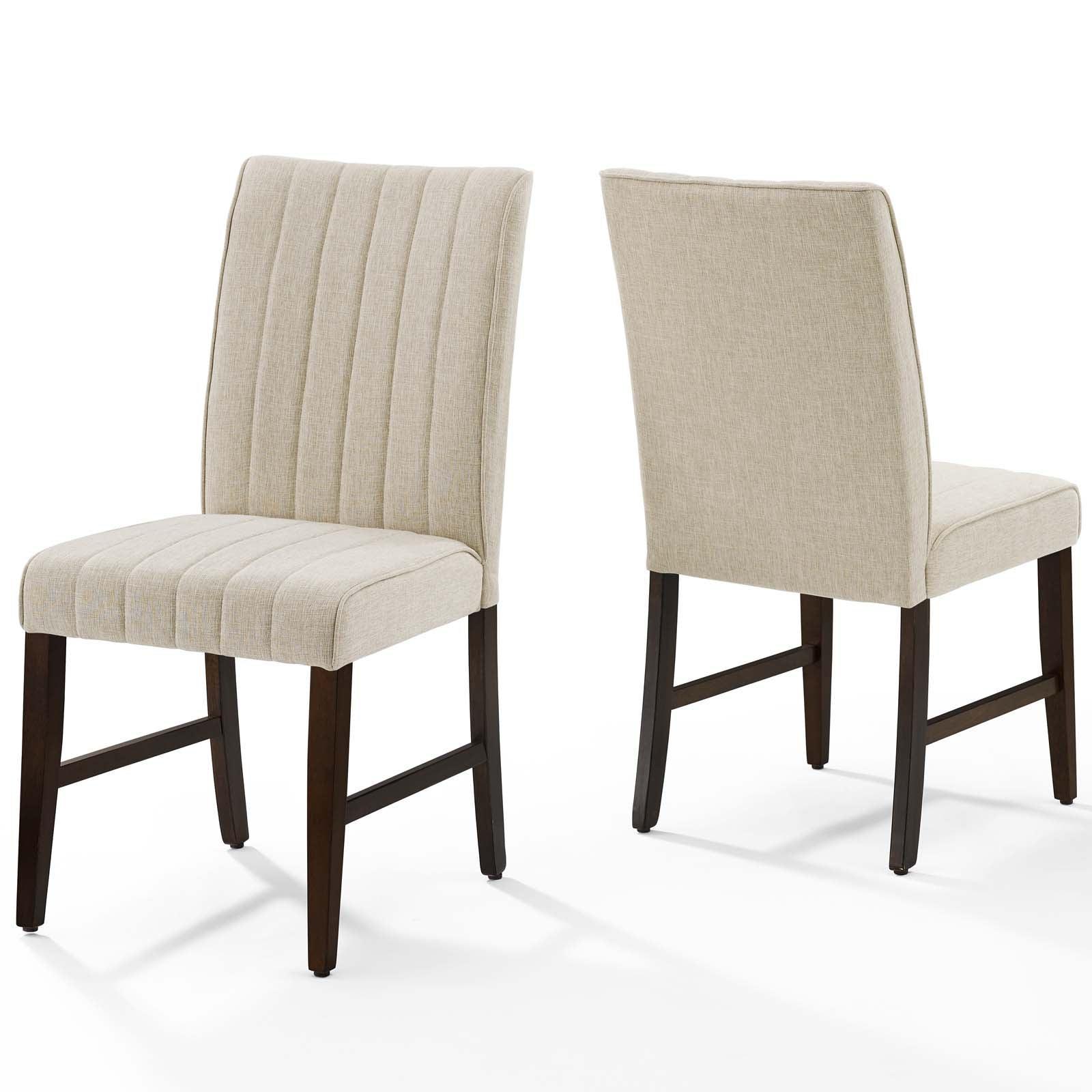 Modway Motivate Channel Tufted Upholstered Fabric Dining Chair Set of 2 FredCo
