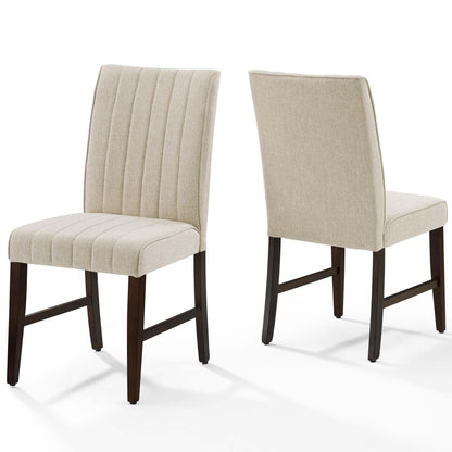 Modway Motivate Channel Tufted Upholstered Fabric Dining Chair Set of 2 FredCo